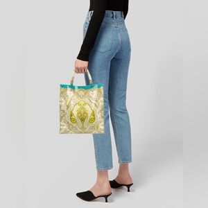 Etro Milano PVC Top Handle Paisley Tote Bag - Turquoise and Yellow